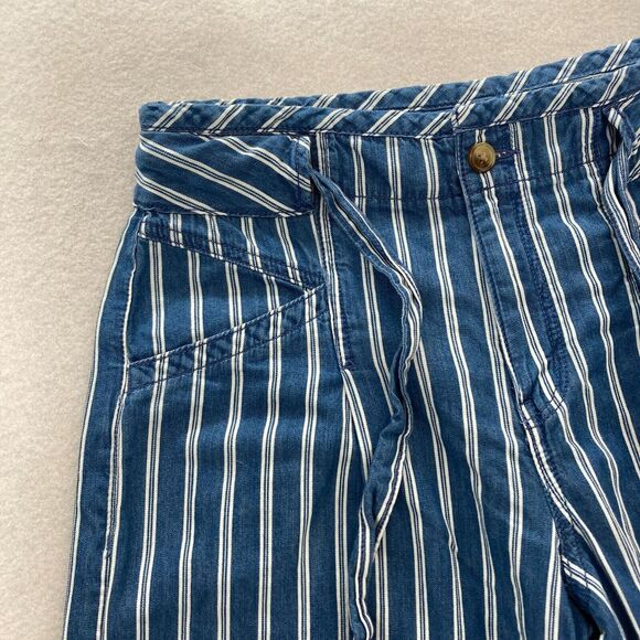 American Eagle Wide Leg Ankle Pants Women's 6 Blue White Striped Tie Waist Beach - Picture 3 of 13